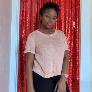 Short sleeve glitter sweater